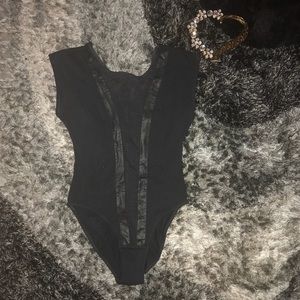 American apparel deep v mesh bodysuit size small